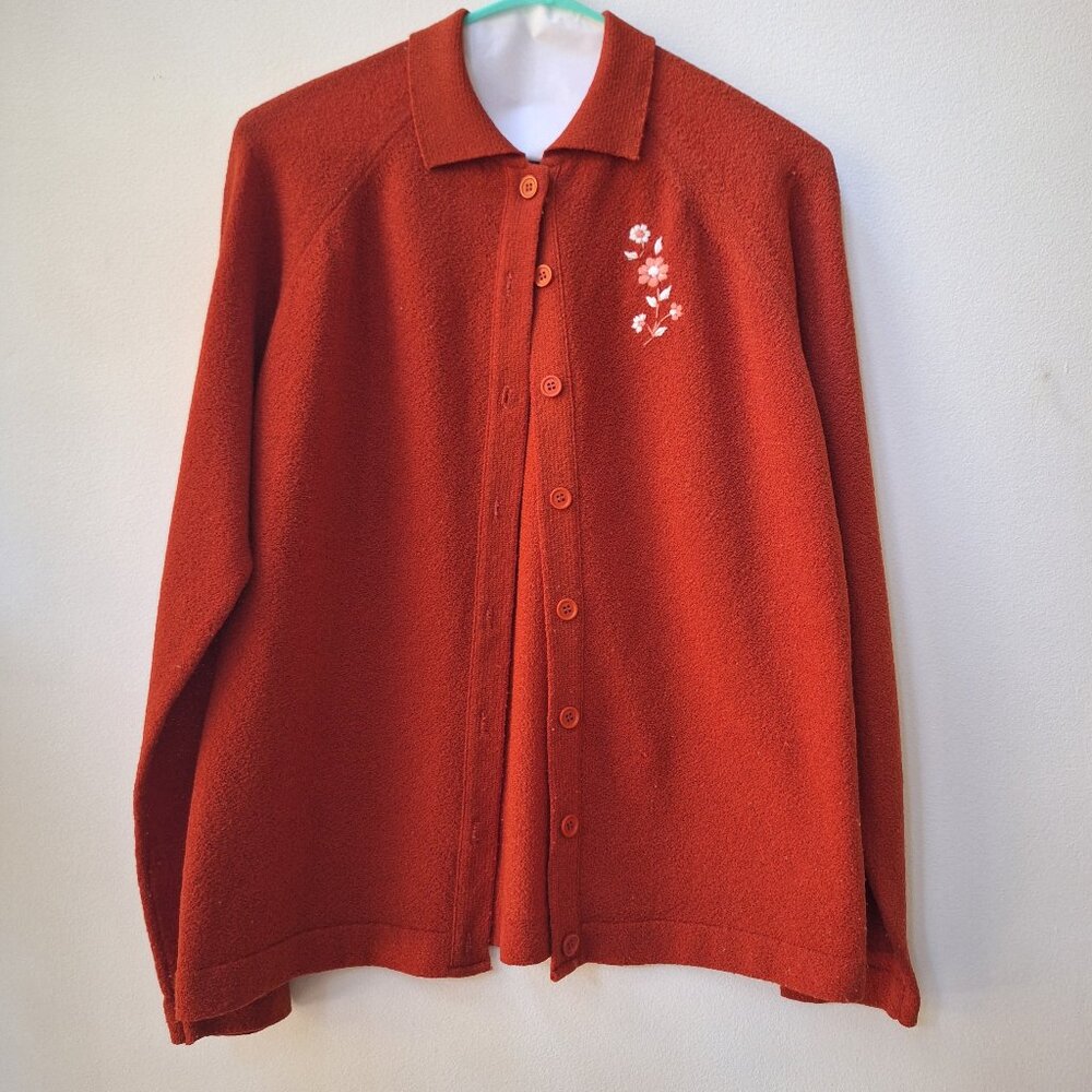 Vintage Talbots Button-Up Cardigan with Custom Embroidery